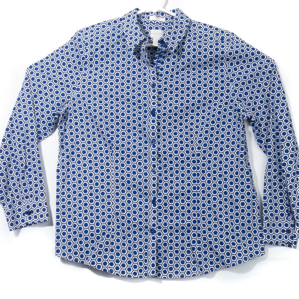 Women's Chico's Hexagon Button Up Shirt Size 2